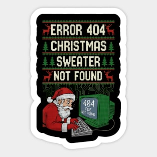 Error 404 Holiday Sweater Not Found Funny Programmer Winter Tech Design Sticker